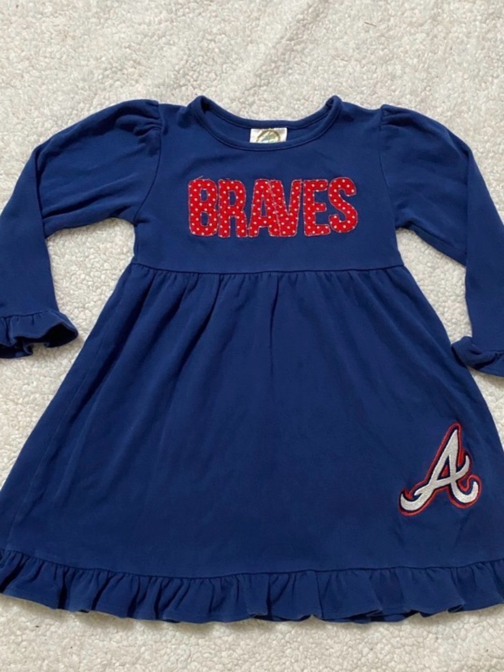 Atlanta Braves size 5 little girls long sleeve dress Blanks Boutique brand